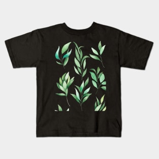 Eucalyptus watercolor Greenery Leaves Pattern Kids T-Shirt